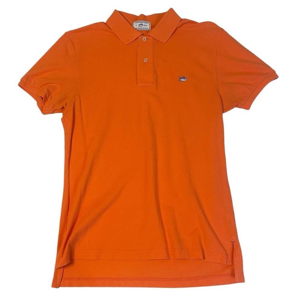 Southern Tide The Slipjack Preppy Coastal Polo Shirt in Orange Men's Small